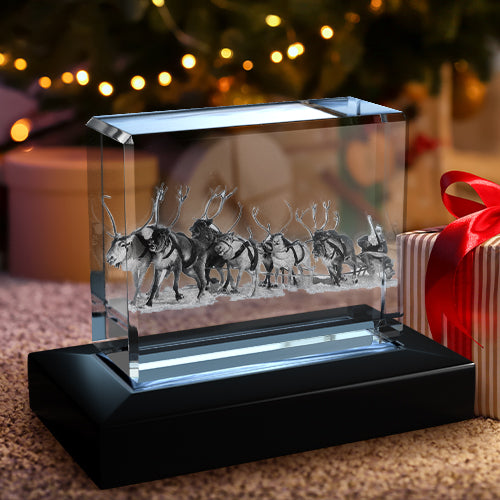 Snow Reindeer Christmas Decoration 3D Crystal