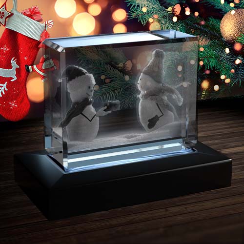 Snowman Gift Christmas Decoration 3D Crystal
