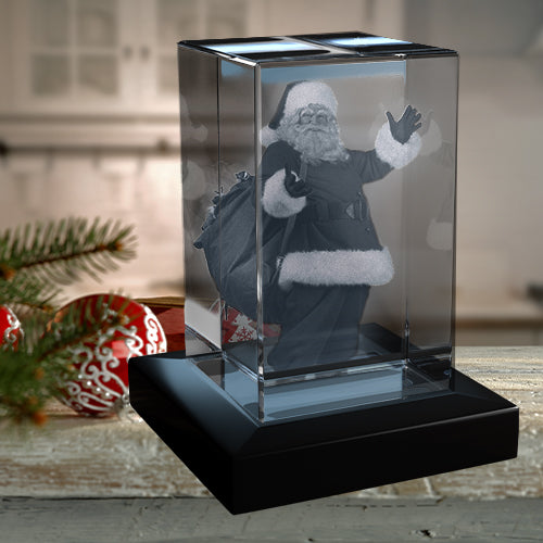 Santa Waving Christmas Decoration 3D Crystal
