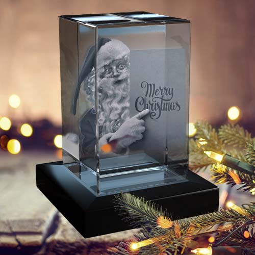 Santa Merry Christmas Decoration 3D Crystal