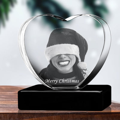 Personalized 3D Christmas photo crystal gift – Christmas Heart