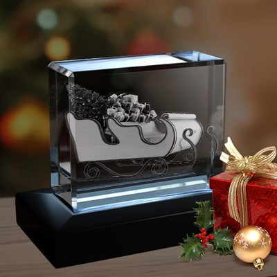 Big Sleigh Christmas Decoration 3D Crystal