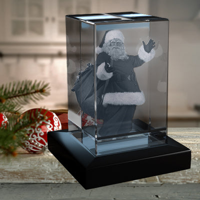 Santa Waving Christmas Decoration 3D Crystal
